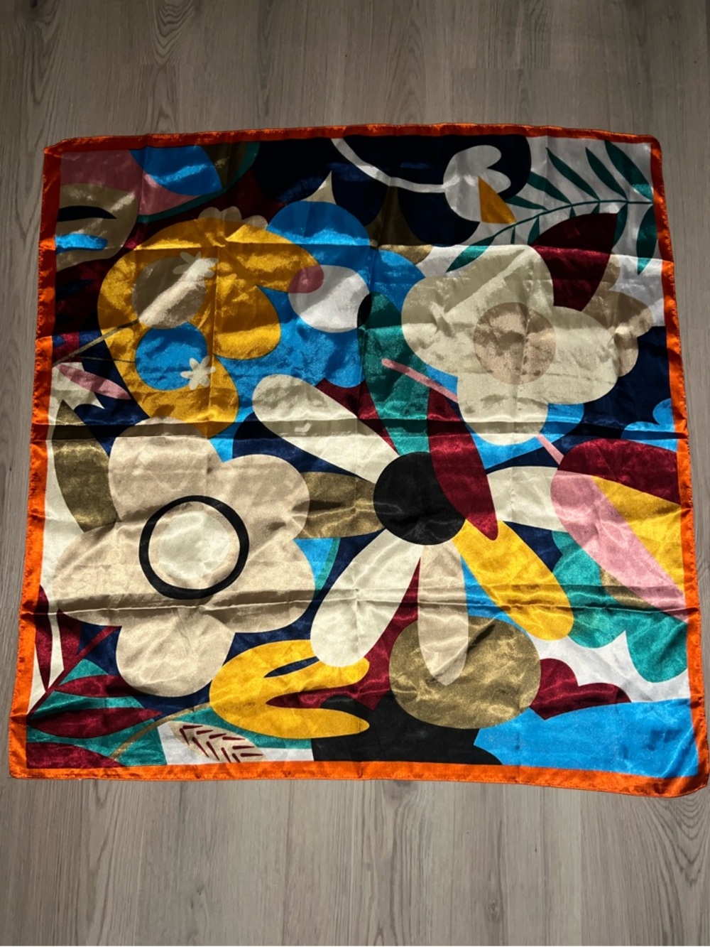 Multicolor Floral Silk Scarf | Bold Print Lightweight Neck Scarf